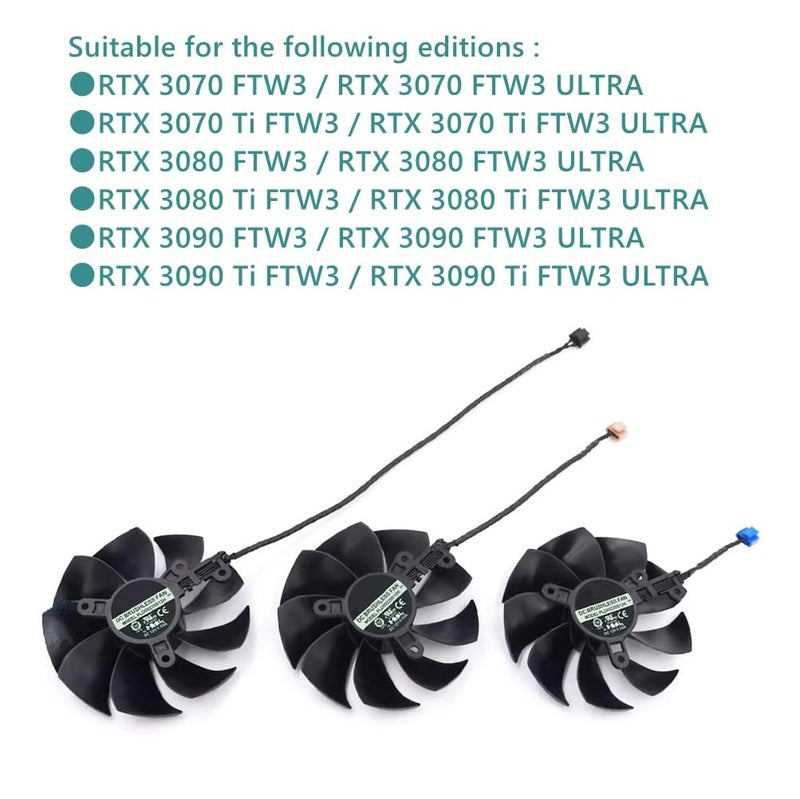 Rakstore PLD09220S12H Graphics Card Cooling Fan Replacement for EVGA RTX 3070 3080 3080Ti RTX 3090 3090Ti FTW3 Ultra Quiet Cooler Fan - Image 2